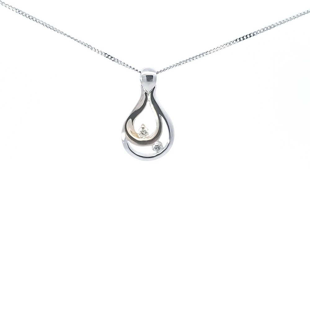 10K White and Yellow Gold 0.05 cttw Diamond Pendant, 18"
