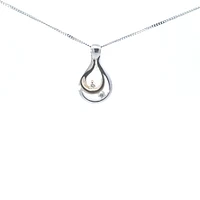10K White and Yellow Gold 0.05 cttw Diamond Pendant, 18"