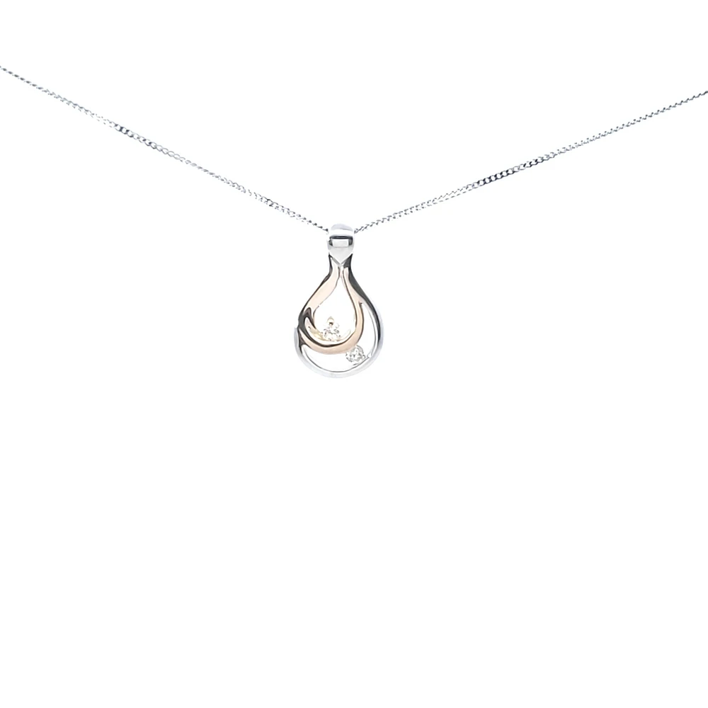 10K White and Yellow Gold 0.05 cttw Diamond Pendant, 18"