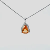 10K White Gold 0.25 cttw Diamond and Citrine Pendant, 18"
