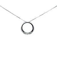 10K White Gold 0.035 cttw Diamond Circle Pendant, 18"