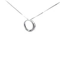 10K White Gold 0.035 cttw Diamond Circle Pendant, 18"