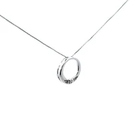 10K White Gold 0.035 cttw Diamond Circle Pendant, 18"