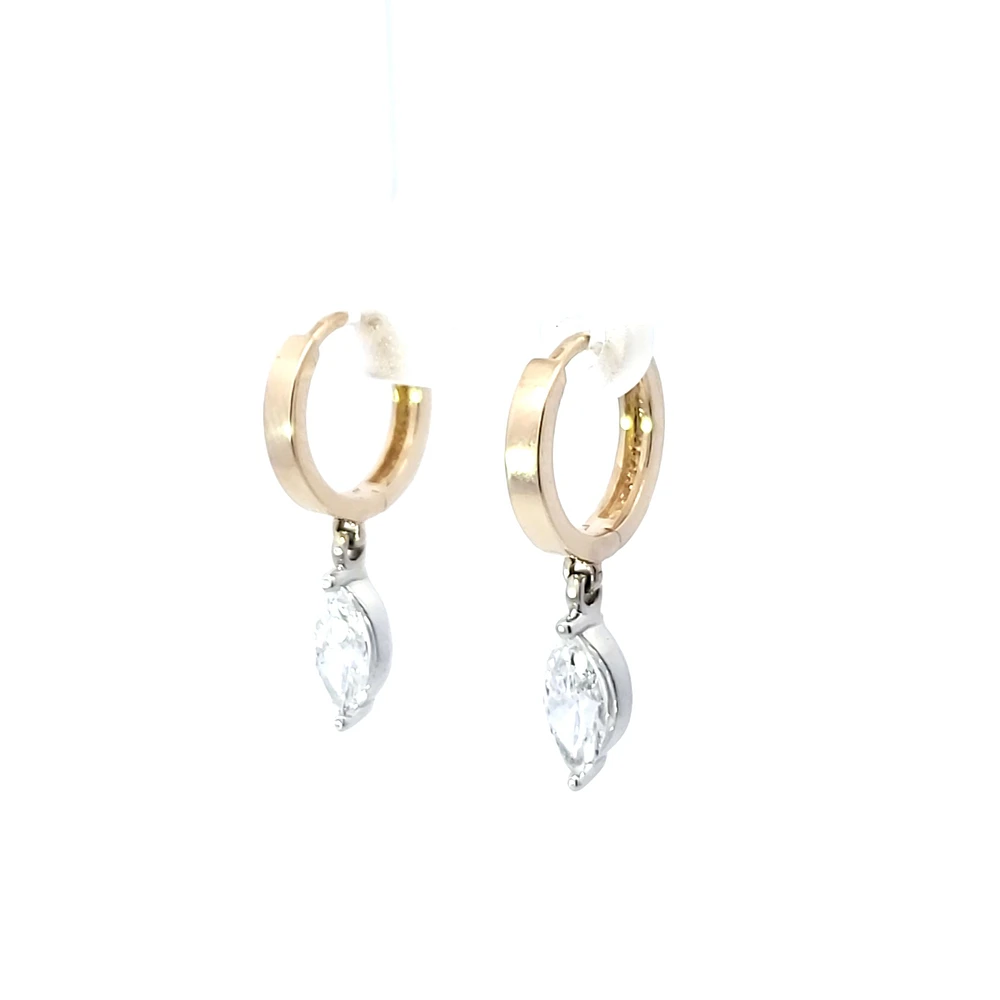 14K Yellow and White Gold 1.03 cttw Lab Grown Diamond Marquise Earrings