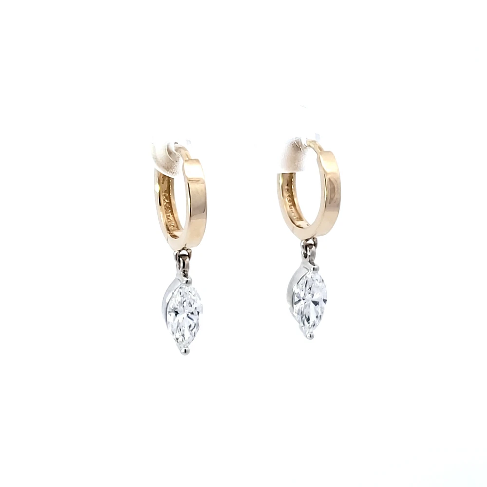 14K Yellow and White Gold 1.03 cttw Lab Grown Diamond Marquise Earrings