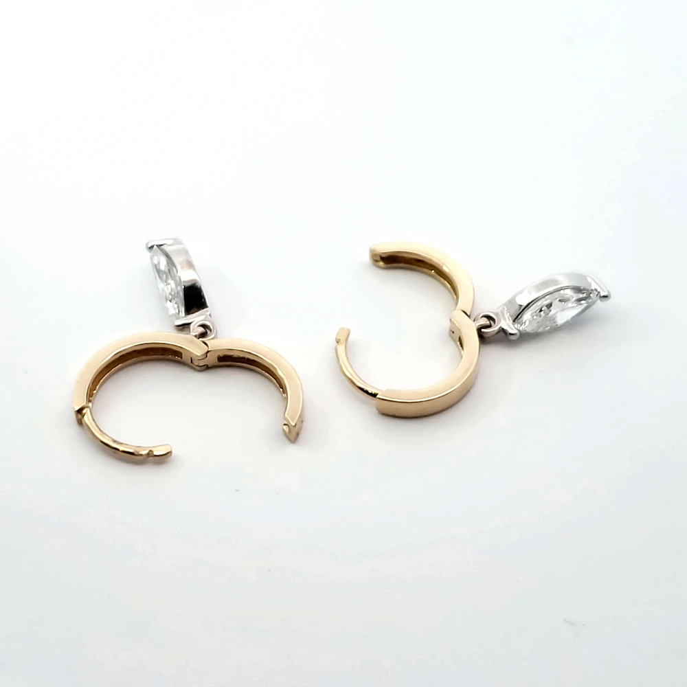 14K Yellow and White Gold 1.03 cttw Lab Grown Diamond Marquise Earrings