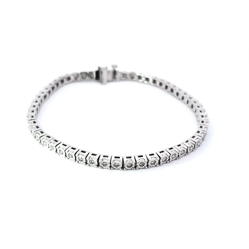 10K White Gold 1.00 cttw Diamond Tennis Bracelet