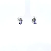 10K White Gold 0.40 cttw Genuine Tanzanite & 0.02 cttw Diamond Earrings
