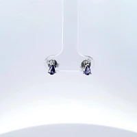 10K White Gold 0.40 cttw Genuine Tanzanite & 0.02 cttw Diamond Earrings