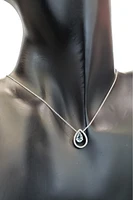 14K White Gold Aquamarine and Diamond Pendant, 18"