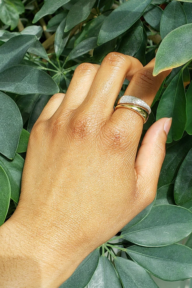 14K Yellow Gold 0.31cttw Diamond Cut Away Pave Ring