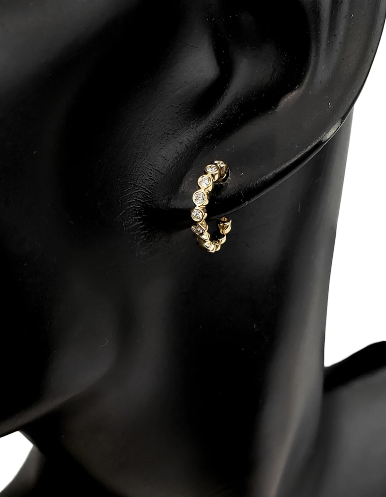 14K Yellow Gold 0.19cttw Diamond Hoop / Huggie Earrings