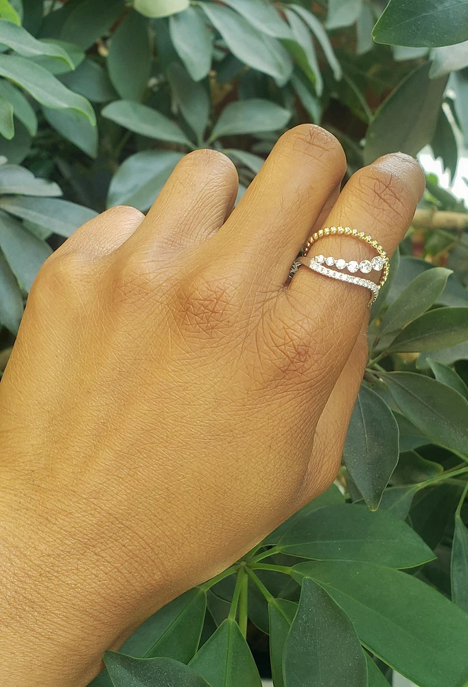 14K Yellow and White Gold cttw Diamond Ring