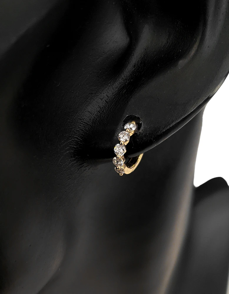 14K Yellow Gold 0.49 cttw Diamond Hoop Earrings