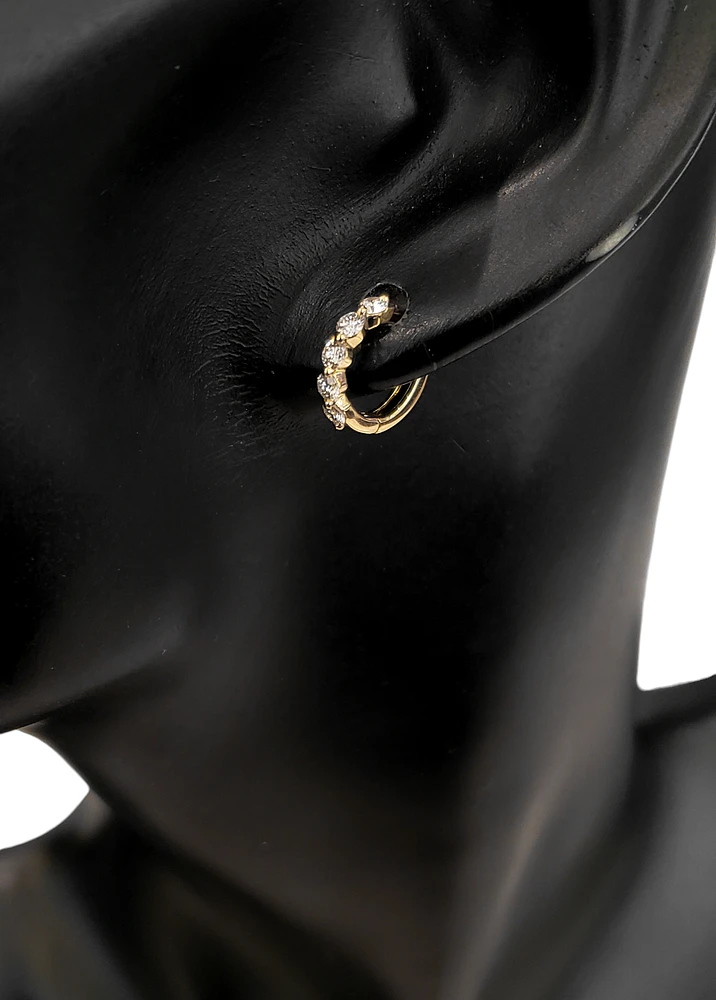 14K Yellow Gold 0.49 cttw Diamond Hoop Earrings
