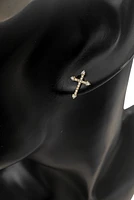 14K Yellow Gold 0.17 cttw Diamond Cross Earrings