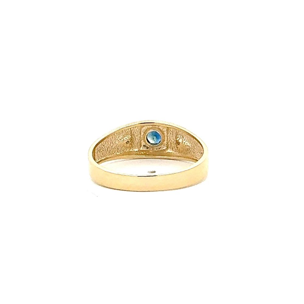 10K Yellow Gold 4mm Genuine Sapphire and 0.016cttw Diamond Ring - Size 10