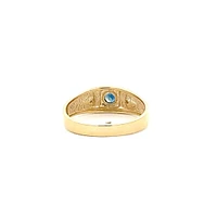10K Yellow Gold 4mm Genuine Sapphire and 0.016cttw Diamond Ring - Size 10