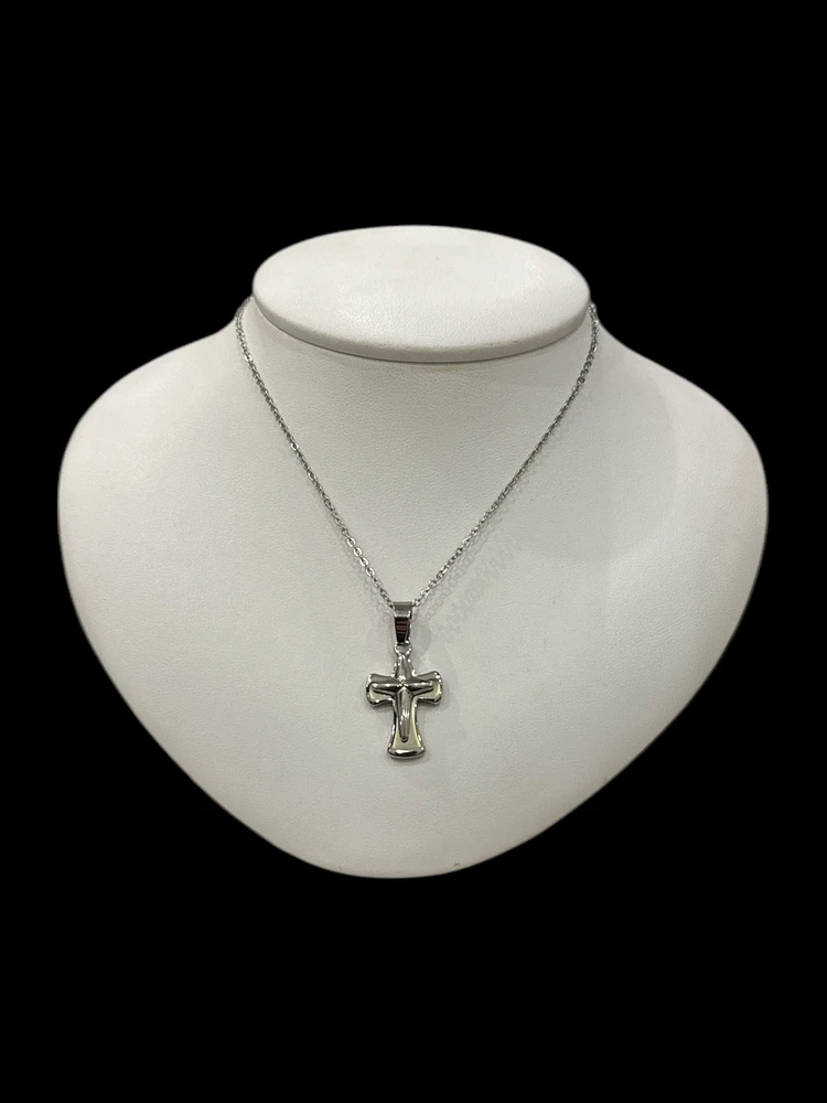Stainless Steel 23X15mm Cross Pendant - 18"