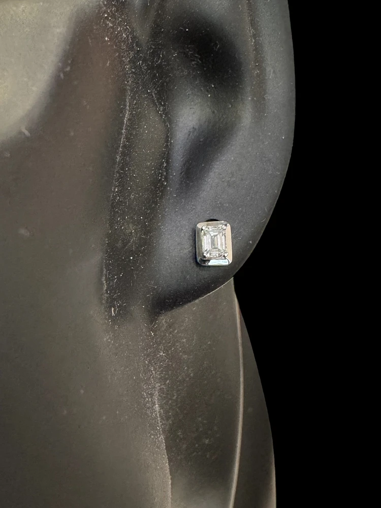 10K White Gold 0.46cttw Lab Grown Emerald Cut Diamond Earrings