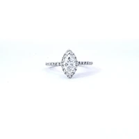 14K White Gold 0.97cttw Lab Grown Marquise Cut Halo Diamond Ring