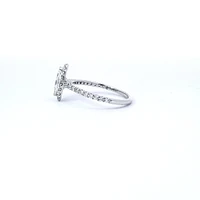 14K White Gold 0.97cttw Lab Grown Marquise Cut Halo Diamond Ring