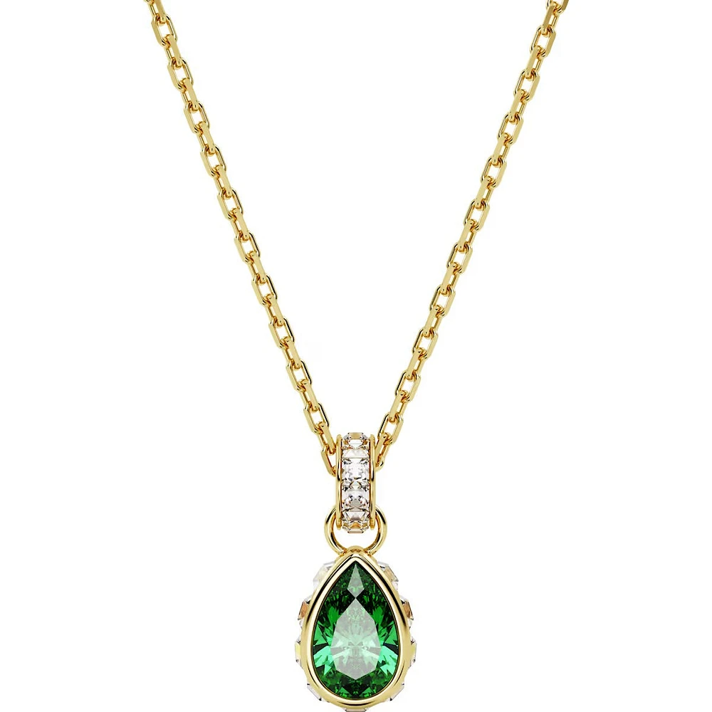 Swarovski Chroma pendant, Pear cut, Green, Gold-tone plated - 5648751