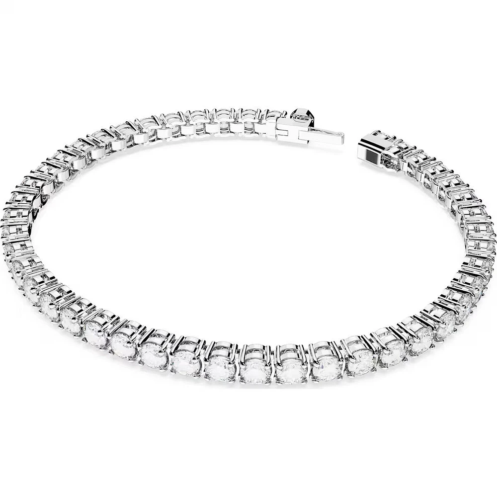Swarovski Matrix Tennis bracelet, Round cut, White, Rhodium plated - 5648937