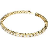 Swarovski Matrix Tennis bracelet, Round cut, White, Gold-tone plated - 5657664