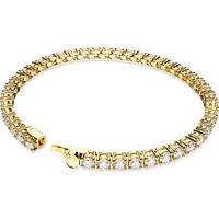 Swarovski Matrix Tennis bracelet, Round cut, White, Gold-tone plated - 5657664