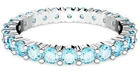 Swarovski Matrix ring, Round cut, Blue, Rhodium plated - 5658671