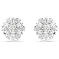 Swarovski Idyllia stud earrings, Mixed cuts, Snowflake, White, Rhodium plated - 5691483/5701593 (SS)