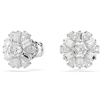 Swarovski Idyllia stud earrings, Mixed cuts, Snowflake, White, Rhodium plated - 5691483/5701593 (SS)