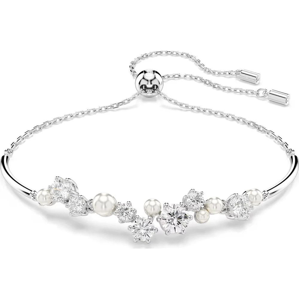 Swarovski - Constella bangle, Crystal pearl, Round cuts, White, Rhodium plated 5705618