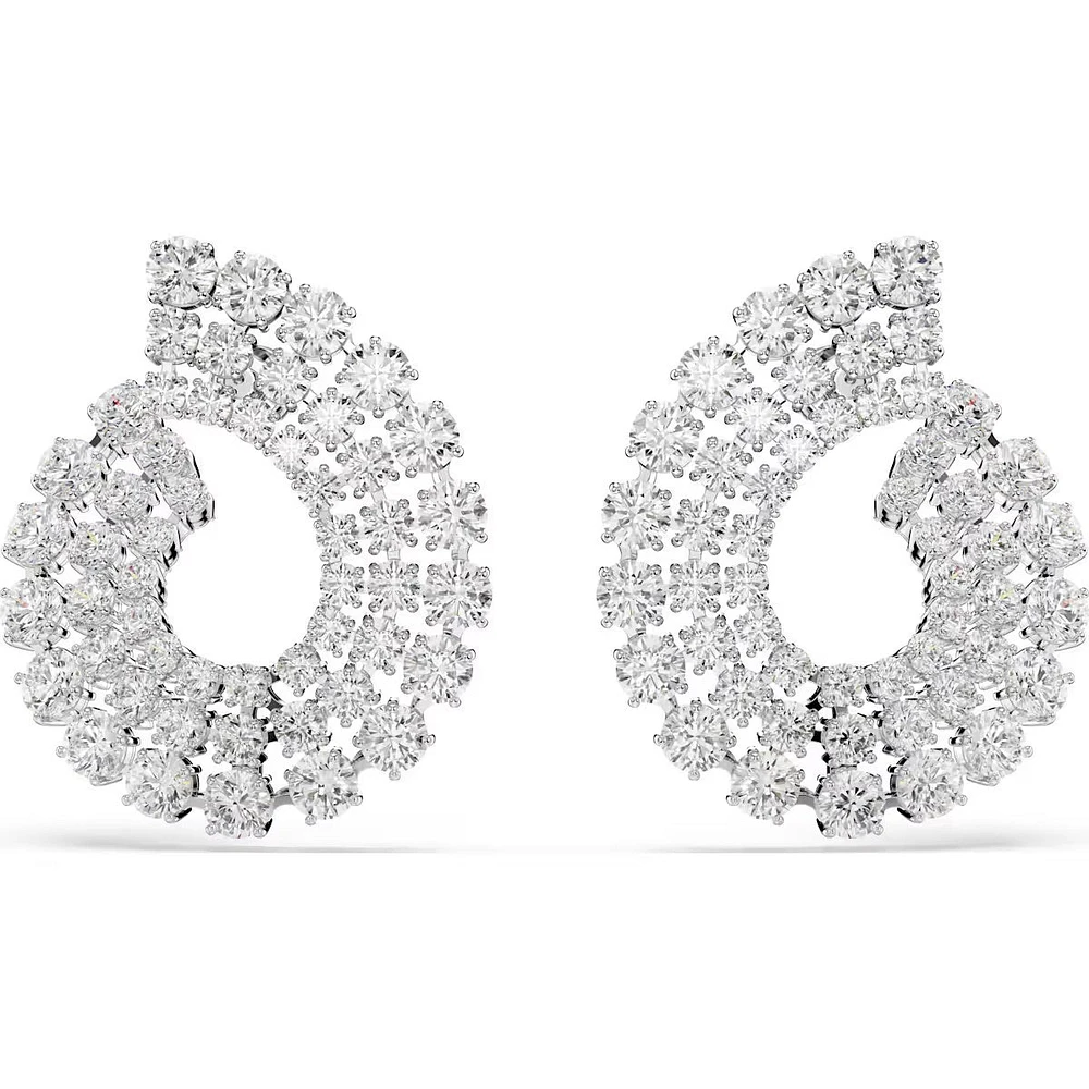 Swarovski - Matrix hoop earrings, Mixed round cuts, White, Rhodium plated 5705834