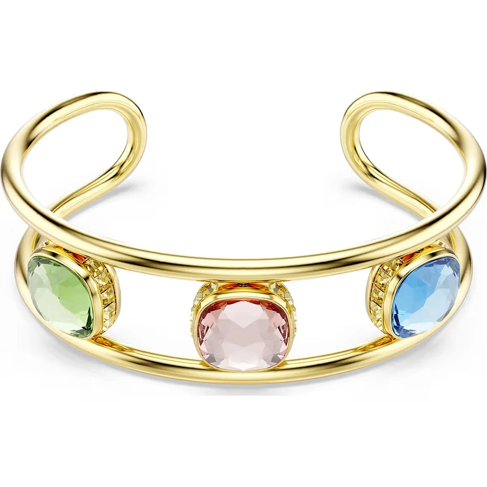 Swarovski - Chroma cuff, Cushion cut, Green, Gold-tone plated 5705836