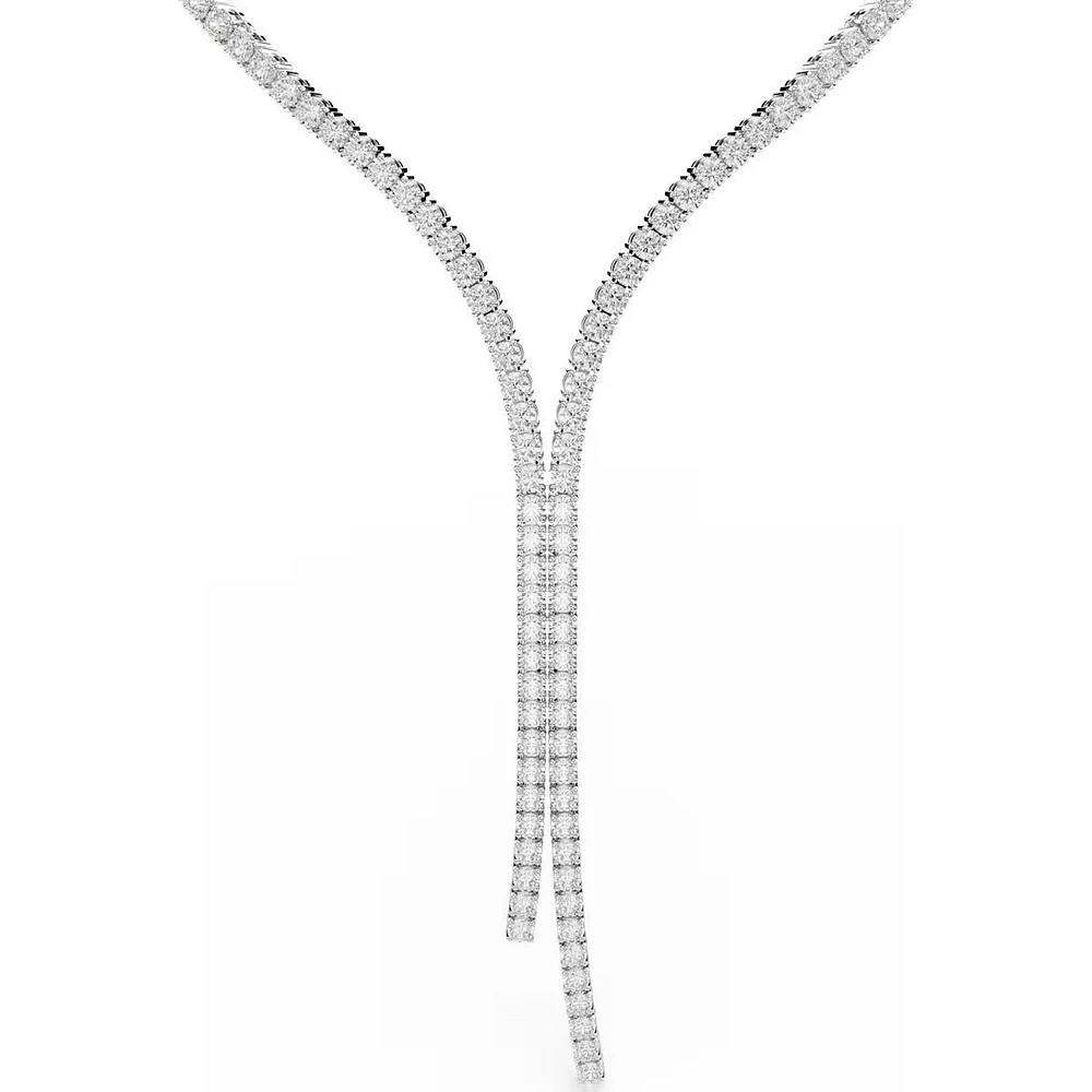 Swarovski - Matrix Y necklace, Round cut, White, Rhodium plated 5707988