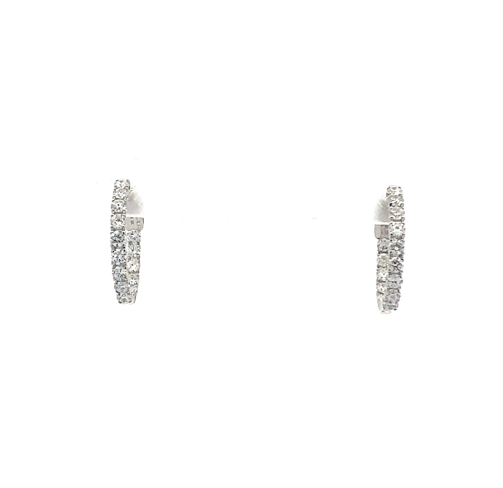 10K White Gold 0.50cttw Lab Grown Diamond Huggie / Hoop Earrings