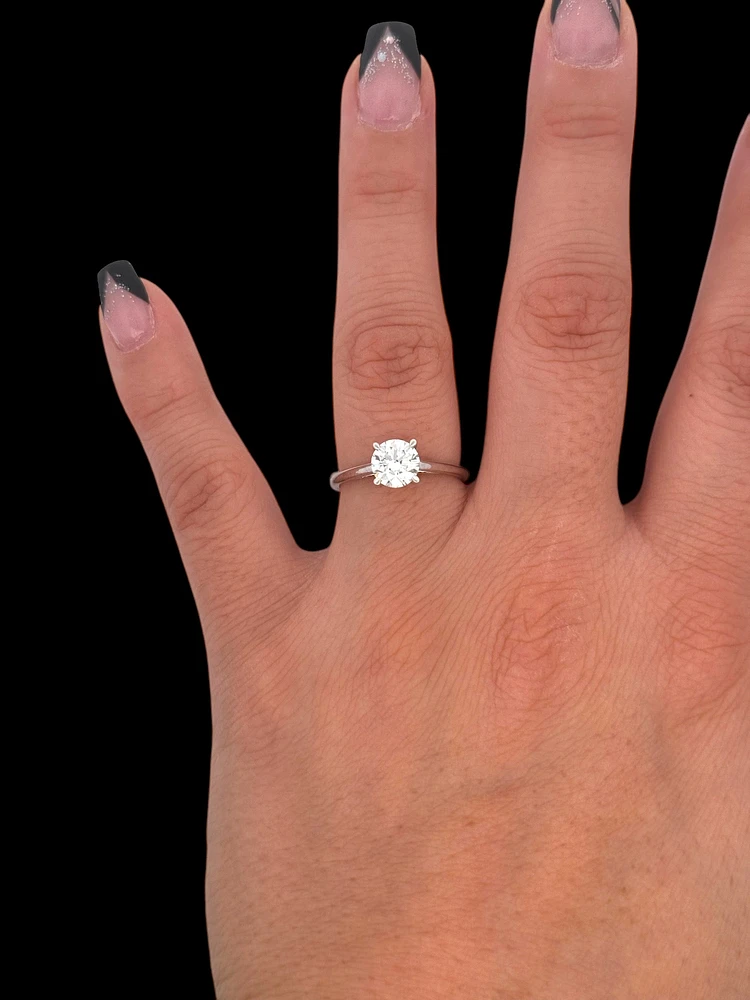 14K Lab Grown 0.50-3.00cttw Four Claw Diamond Ring - Gold / Carat Weight Round Brilliant