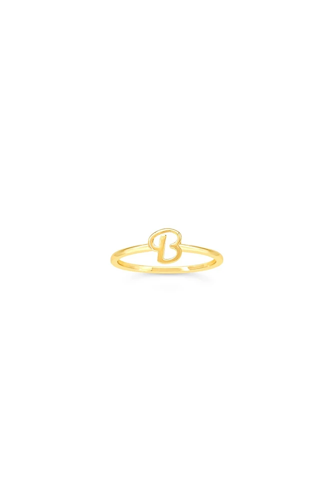 10K Yellow Gold Initial Rings - Letter A