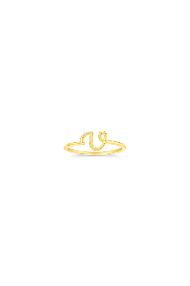 10K Yellow Gold Initial Rings - Letter A