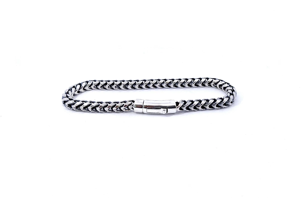 925 Sterling Silver Franco Bracelet with Bar Lock Clasp
