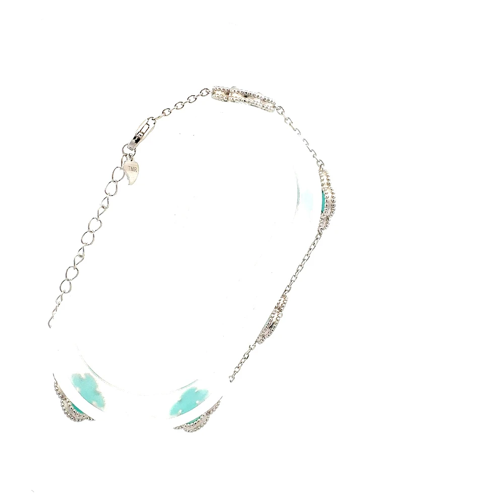 925 Sterling Silver Enamel Clover Link Bracelet