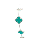 925 Sterling Silver Enamel Clover Link Bracelet