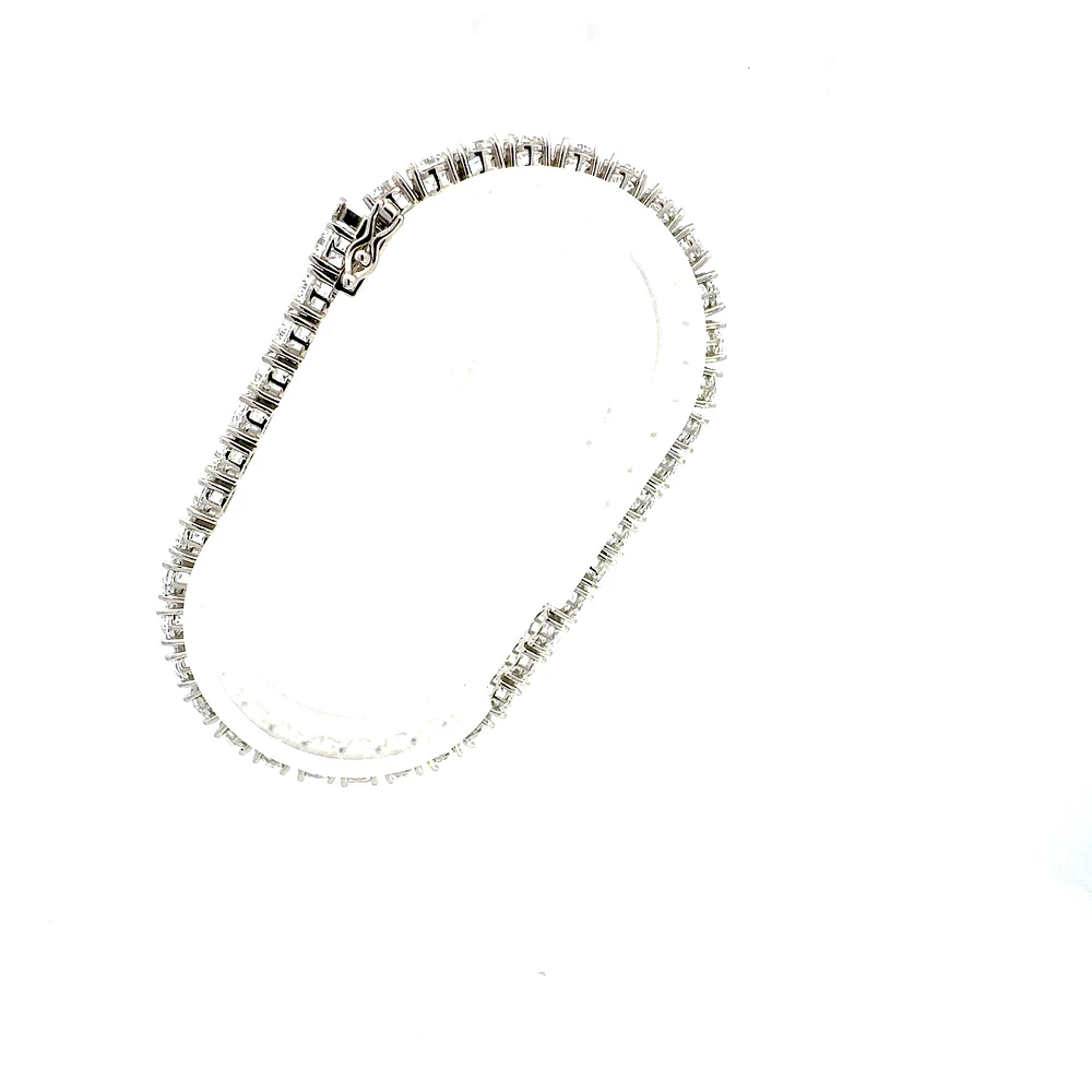 925 Sterling Silver 5MM Cubic Zirconia Tennis Link Bracelet  -  8 Inches