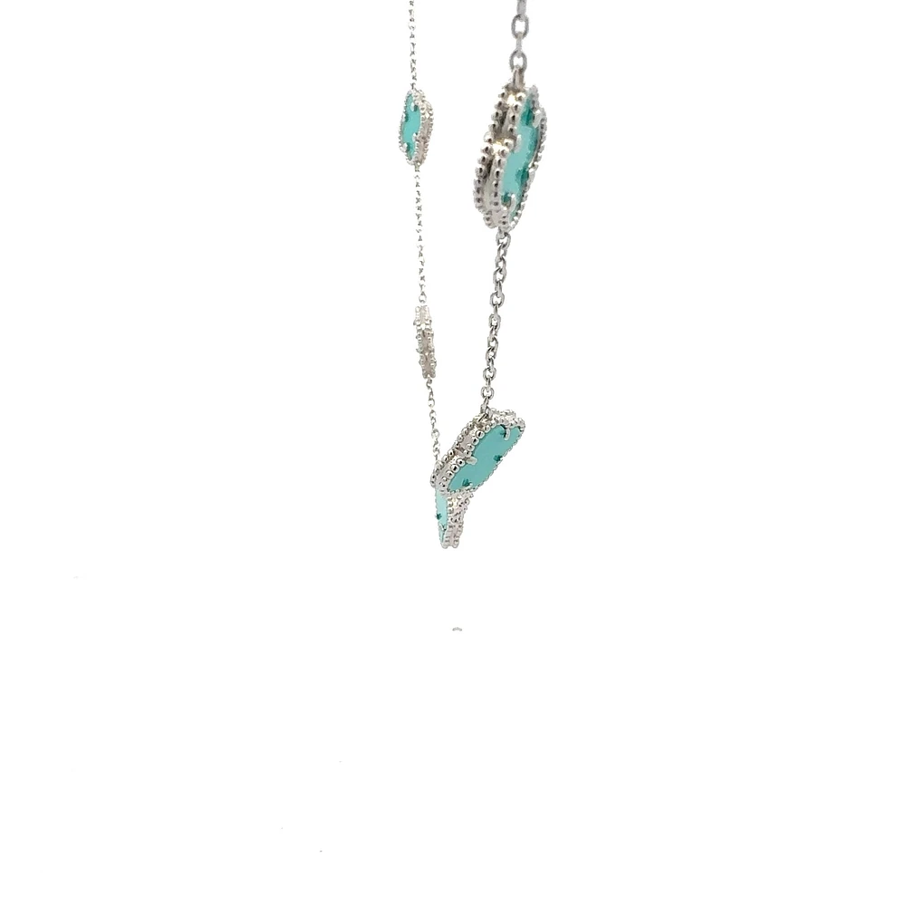 925 Sterling Silver 16-18" Enamel Clover Chain