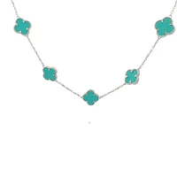 925 Sterling Silver 16-18" Enamel Clover Chain