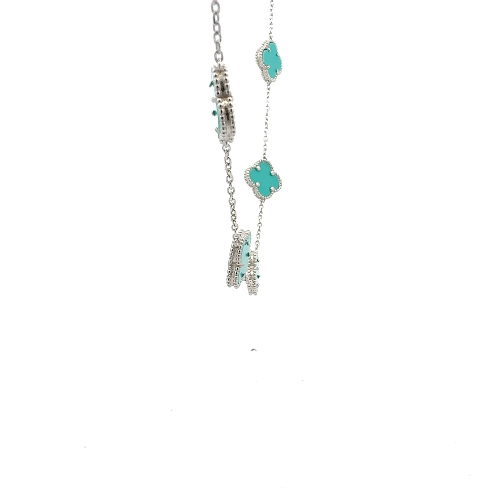 925 Sterling Silver 16-18" Enamel Clover Chain