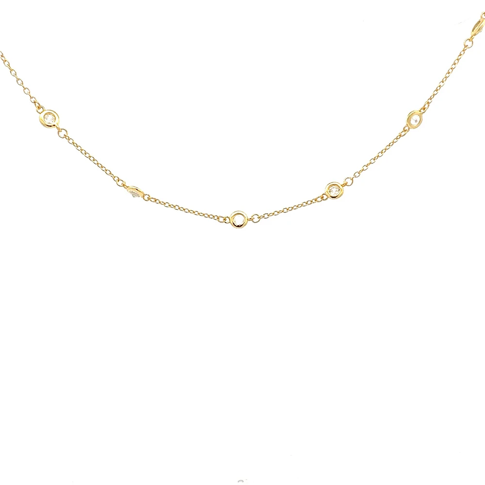 925 Gold Plated Sterling Silver 16-18" Cubic Zirconia Chain