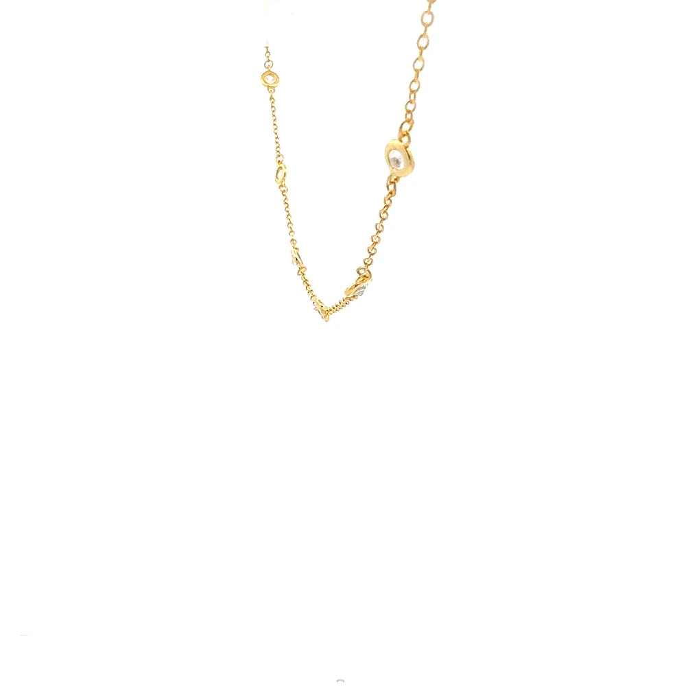 925 Gold Plated Sterling Silver 16-18" Cubic Zirconia Chain
